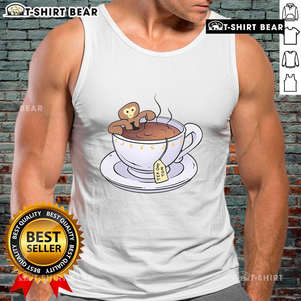 Good Tea Guy Tom wearing a Monke tank top, showcasing a trendy streetwear style with a playful design.