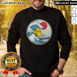 Happy Pikachu in a Thunder Wave design on a cute sweatshirt, perfect for Pokmon fans and cozy wear.