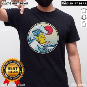 Happy Pokmon Pikachu in a Thunder Wave design on a cute t-shirt, perfect for fans and collectors.