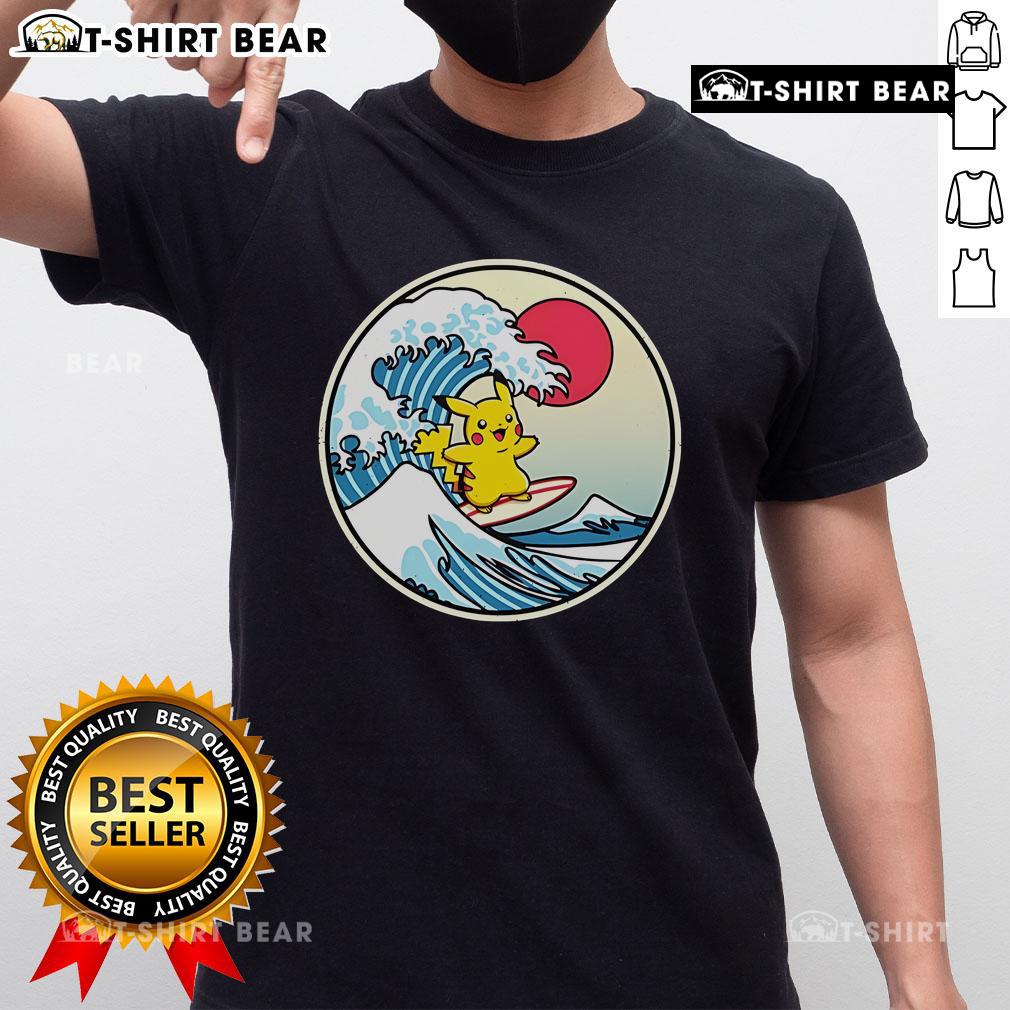 Happy Pokmon Pikachu in a Thunder Wave design on a cute t-shirt, perfect for fans and collectors.
