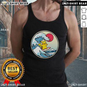 Cute Pikachu in a Thunder Wave pose on a stylish tank top, perfect for Pokemon fans. Happy Pikachu tank top design.