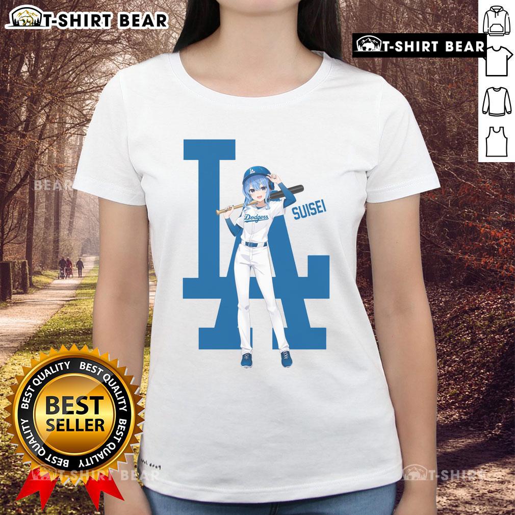 Hot Los Angeles Dodgers Hololive Night Suisei ladies tee featuring vibrant design and team branding for fans.