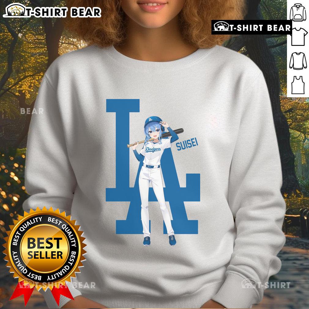 Stylish Hot Los Angeles Dodgers Hololive Night Suisei sweatshirt featuring vibrant graphics and a comfortable fit.