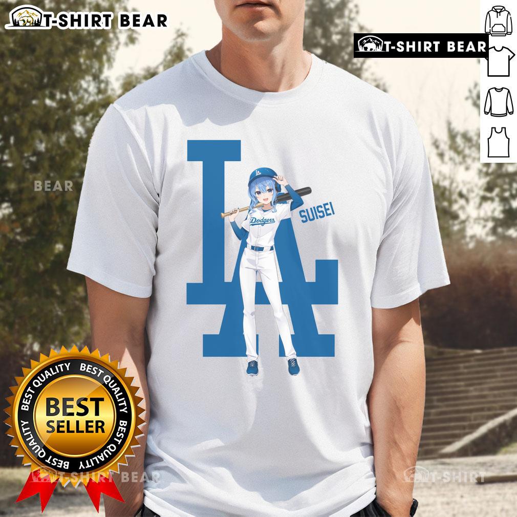 Hot Los Angeles Dodgers Hololive Night Suisei T-Shirt featuring vibrant graphics and team colors for fans and collectors.