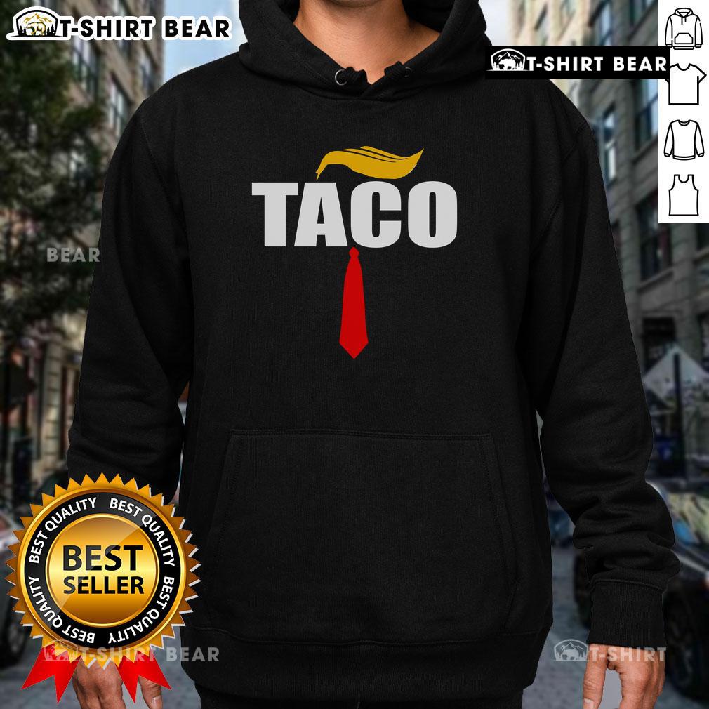 Hot Taco Trump Hair Tie Hoodie featuring a vibrant taco design and playful Trump hair tie graphic on a cozy hoodie.