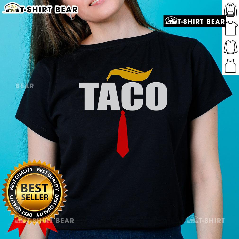 Hot Taco Trump Hair Tie Ladies Tee featuring a fun taco graphic and playful design for stylish fans of quirky apparel.