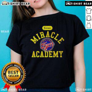 Hot WNBA Miracle Academy Indiana Fever logo on a stylish ladies tee for fans and sports enthusiasts.