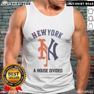 2025 Yankees X Mets House Divided Subway Series Tank Top showcasing team logos for baseball fans.