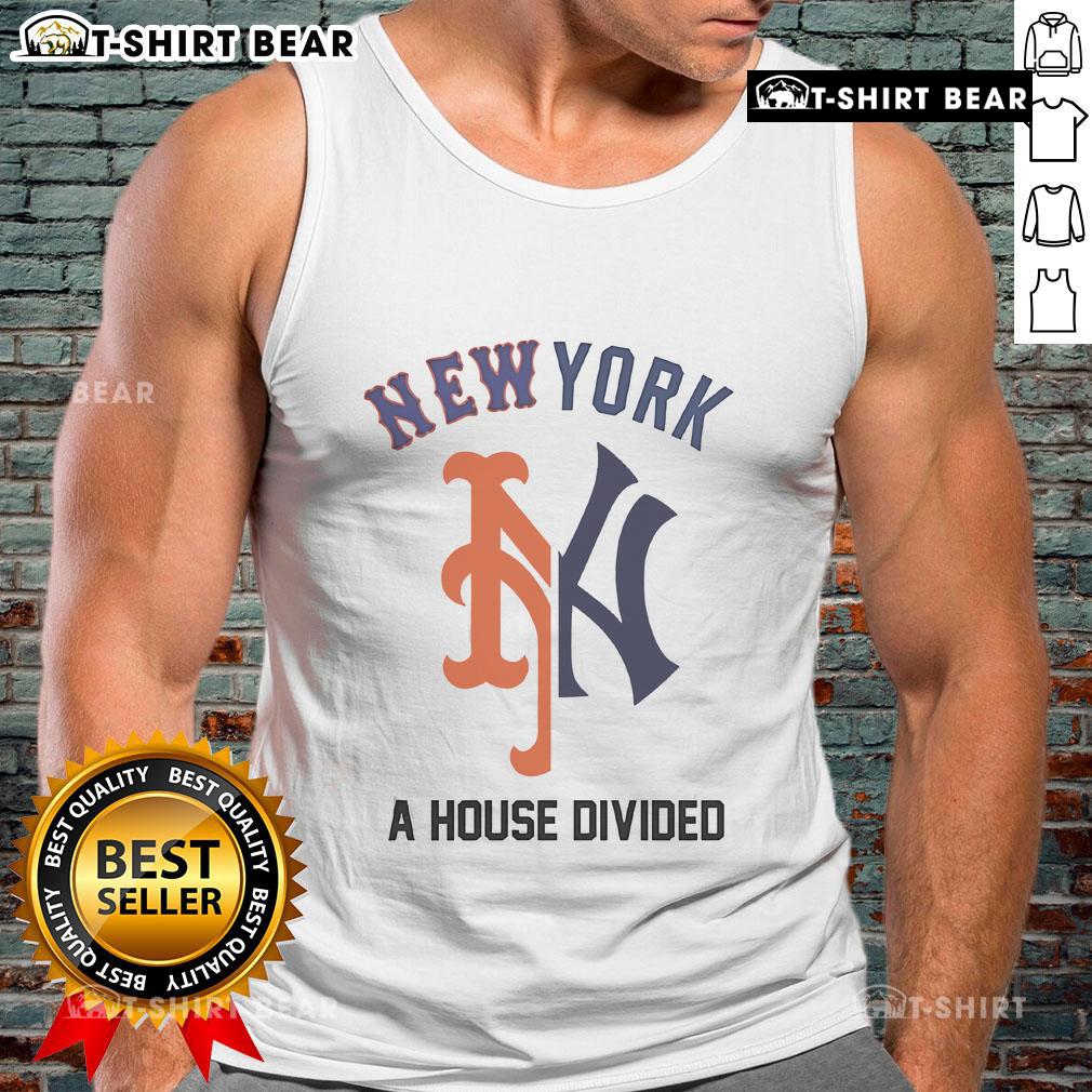 2025 Yankees X Mets House Divided Subway Series Tank Top showcasing team logos for baseball fans.