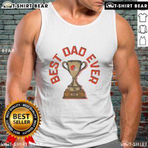 Alt Text: Official Cleveland Browns Best Dad Ever Trophy Tank Top for football fans, perfect gift for dads supporting the Browns.