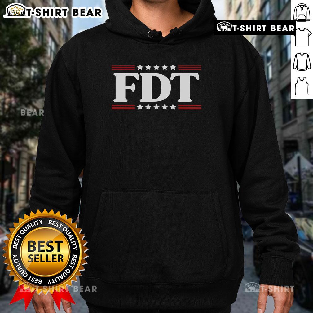 Funny political hoodie featuring the 'Official FDT' design, perfect for making a statement in style.