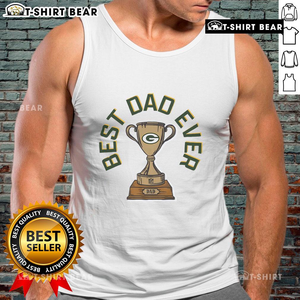 Official Green Bay Packers Best Dad Ever Trophy Tank Top for fans, featuring vibrant team colors and a fun design.