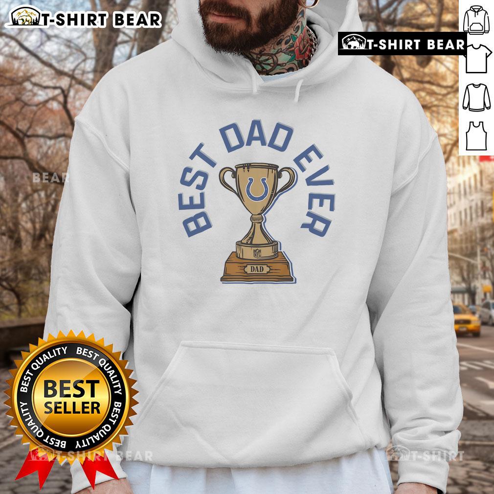Official Indianapolis Colts Best Dad Ever Trophy Hoodie in navy blue, perfect gift for Colts fans and dads.