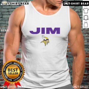 Official Minnesota Vikings tank top honoring Jim Marshall, featuring team colors and logo for fans and collectors.