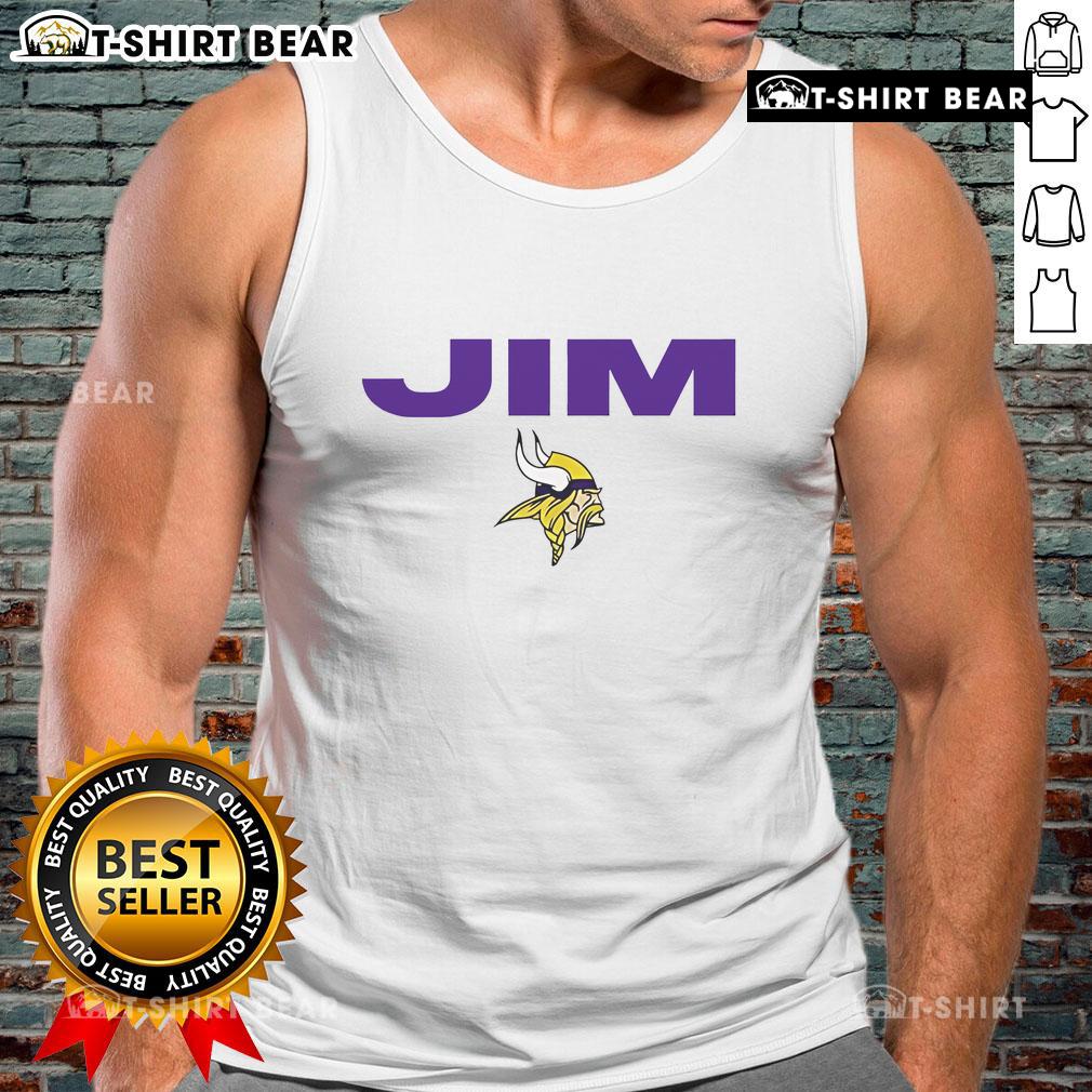 Official Minnesota Vikings tank top honoring Jim Marshall, featuring team colors and logo for fans and collectors.