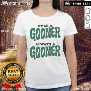 Official 'Once A Gooner Always A Gooner' Ladies Tee in stylish design, perfect for Arsenal fans and casual wear.