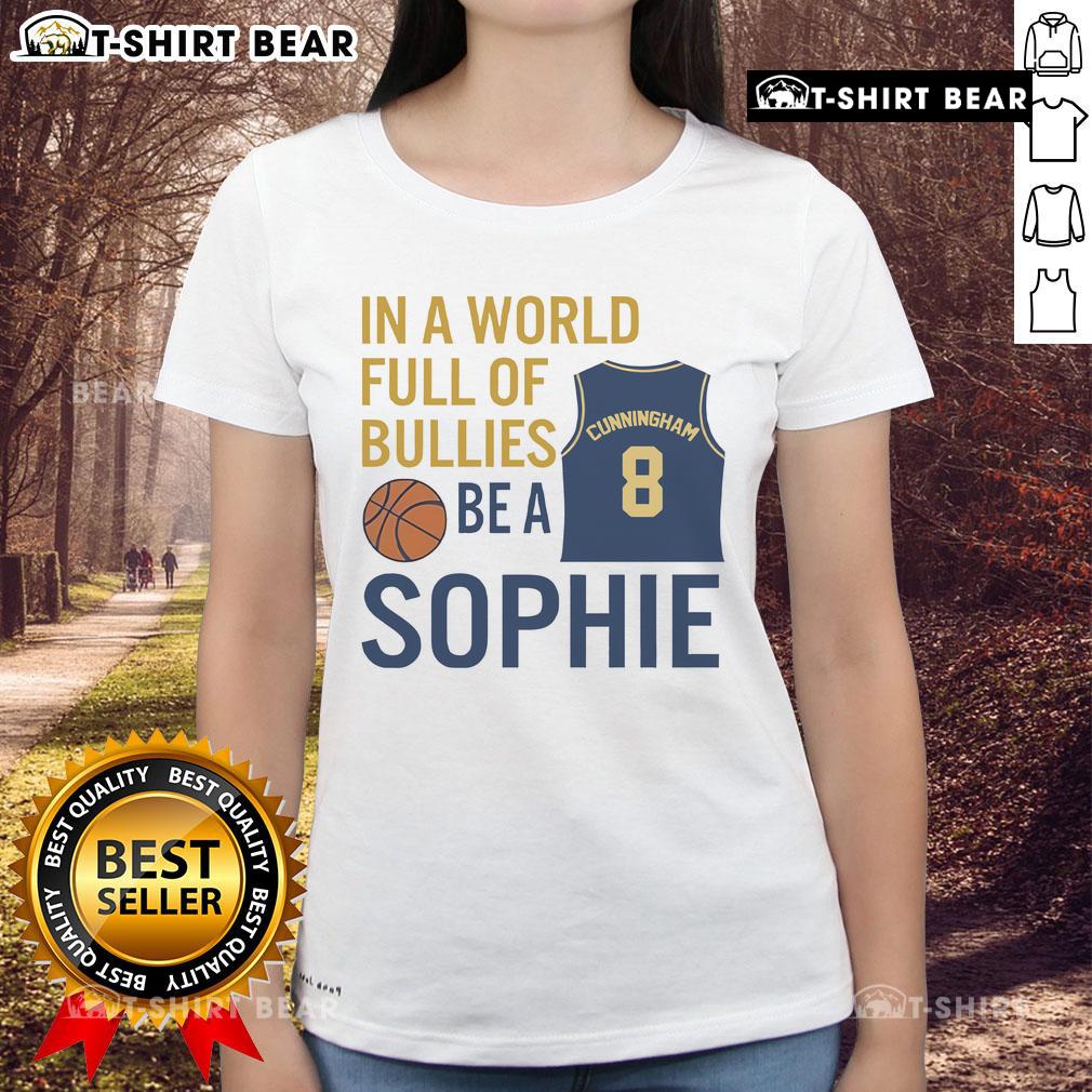 Sophie Cunningham wearing 'In A World Full Of Bullies Be A Sophie' ladies tee, promoting positivity and empowerment.