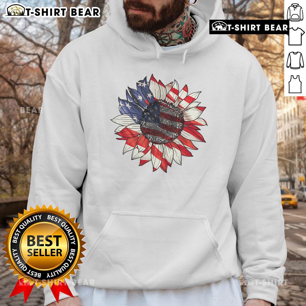 Official Sunflower American Flag hoodie for 4th of July, celebrating Merica and USA pride in stylish comfort.