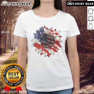 Official Sunflower American Flag 4th of July tee for women, celebrating Merica and patriotic style in vibrant colors.