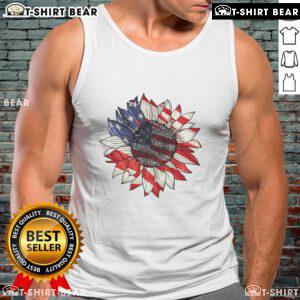 Official Sunflower American Flag 4th of July tank top celebrating Merica USA with vibrant colors and patriotic design.