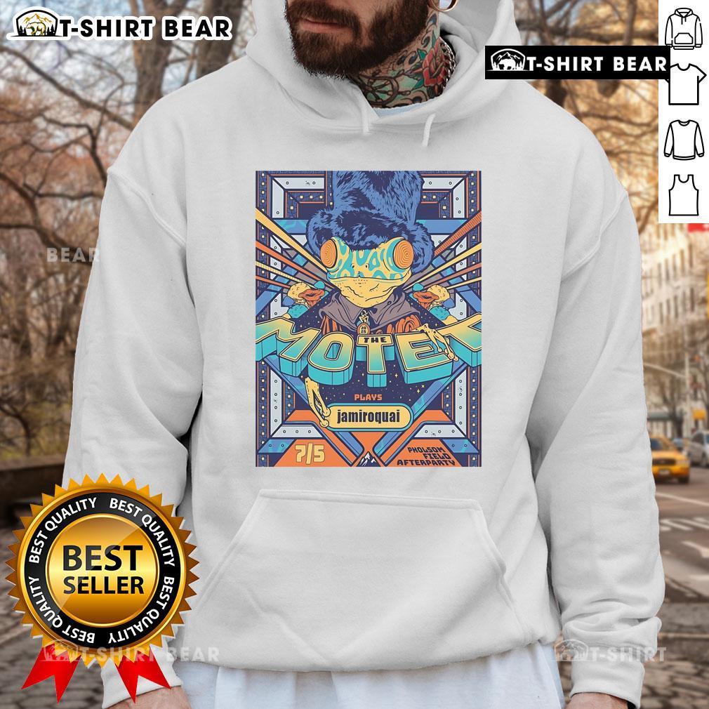 Official The Motet Boulder Theater 2025 tour hoodie featuring vibrant design and logo for fans.