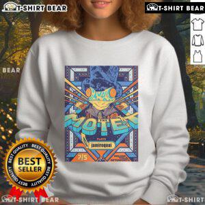 Alt Text: Official The Motet Boulder Theater 2025 sweatshirt featuring vibrant design and tour details, perfect for fans.