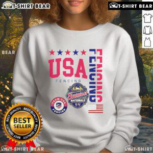 Official USA Fencing Summer Nationals 2025 logo sweatshirt featuring Milwaukee, Wisconsin design.