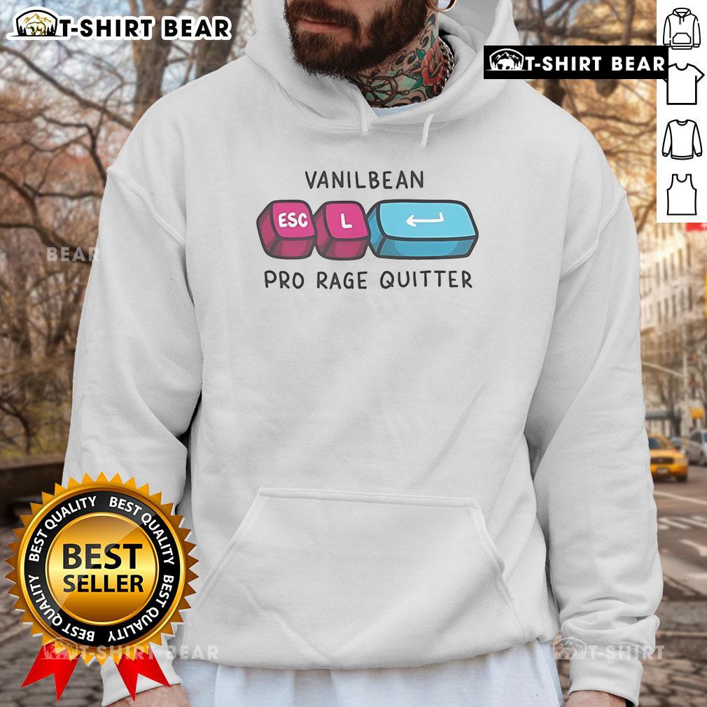 Official Vanilbean Pro Rage Quitter Esc Hoodie in black, featuring bold graphics and a comfortable fit for gamers.