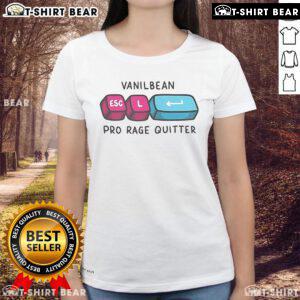 Official Vanilbean Pro Rage Quitter Esc Ladies Tee featuring stylish design perfect for gamers and casual wear.