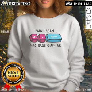 Alt Text: Official Vanilbean Pro Rage Quitter Esc Sweatshirt in black with bold graphic design for gamers and enthusiasts.