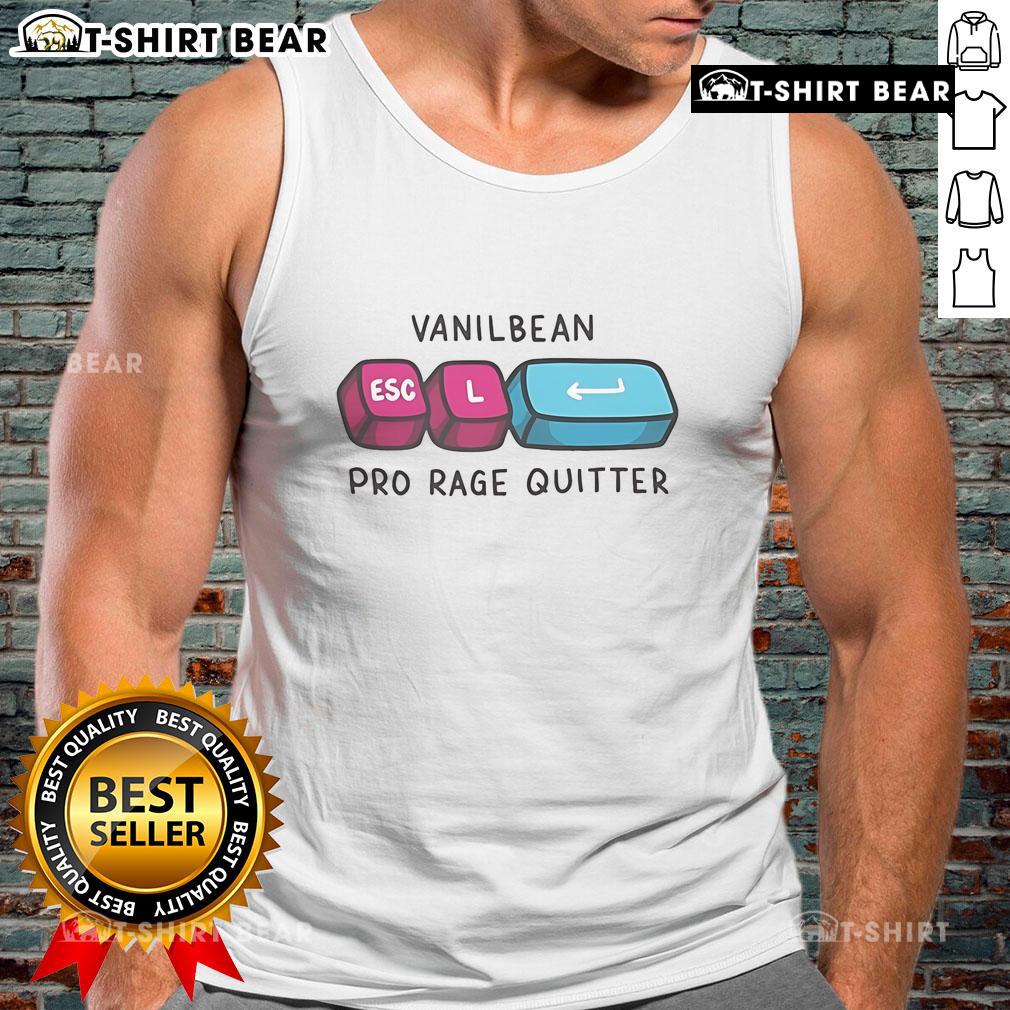 Official Vanilbean Pro Rage Quitter Esc Tank Top featuring bold graphic design, perfect for gaming enthusiasts and casual wear.