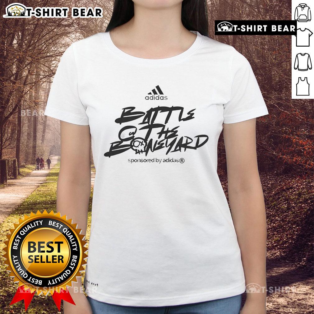 Original Adidas Battle At The Boneyard 2025 Ladies Tee in vibrant colors, showcasing sporty design and comfortable fit.