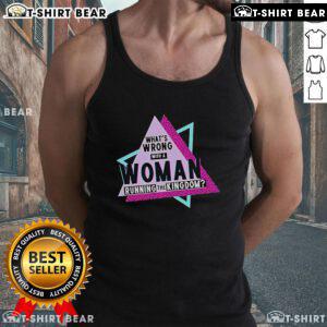 Original Courtney Reed 'What's Wrong With A Woman Running The Kingdom' tank top design in vibrant colors.