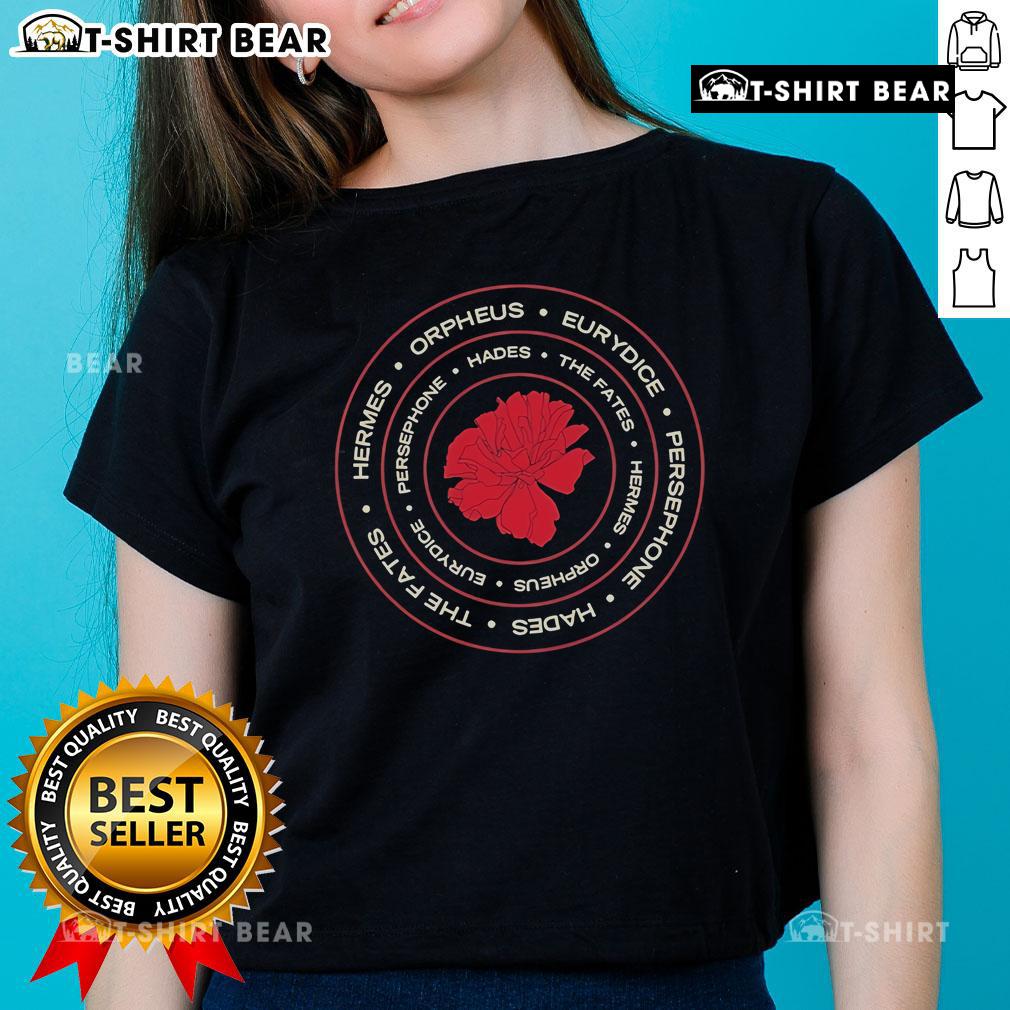 Original Hadestown Names Ladies Tee featuring stylish design and vibrant colors, perfect for fans of the musical.