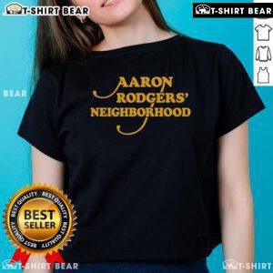 Alt Text: Premium Aaron Rodgers Neighborhood Ladies Tee in vibrant colors, perfect for fans and casual wear.