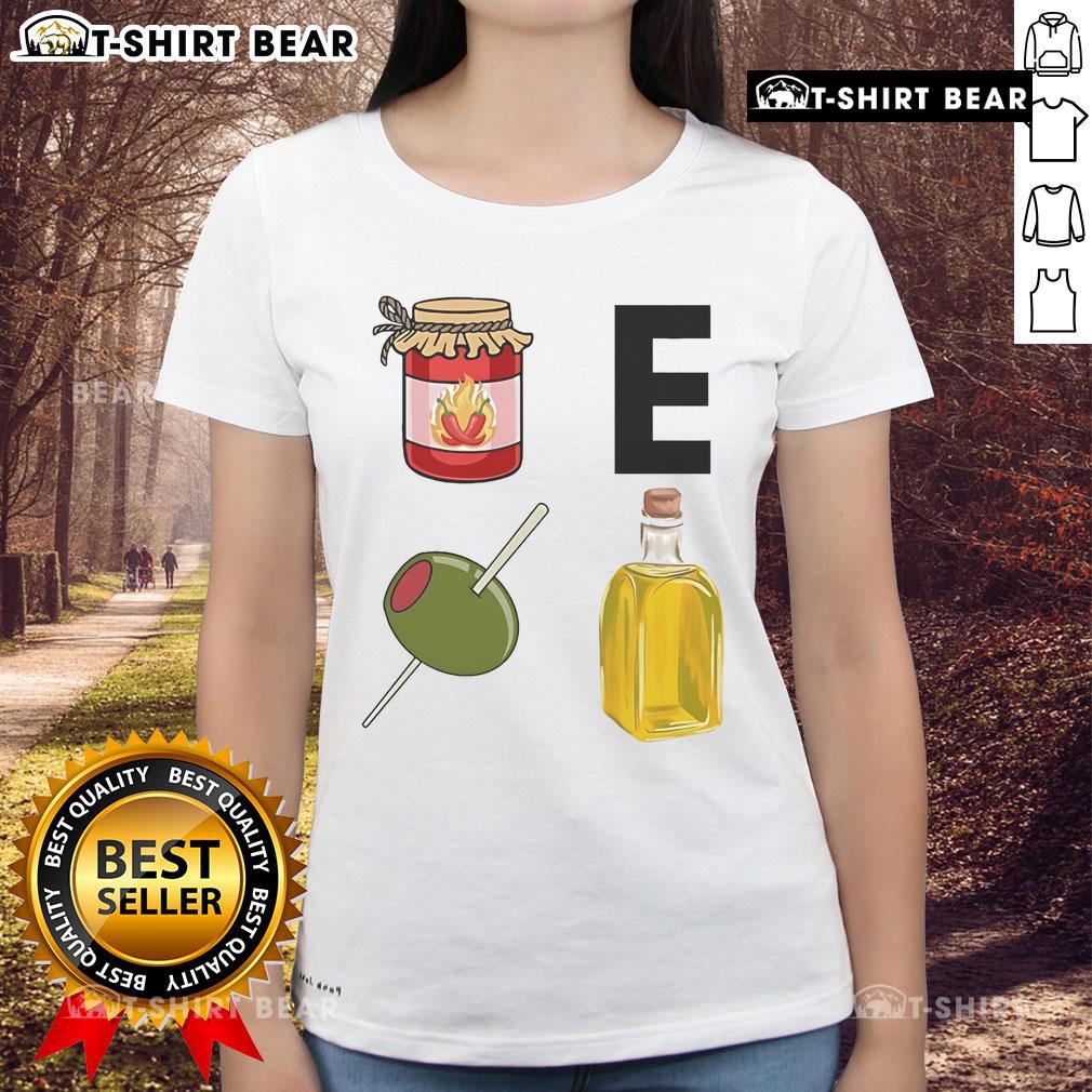 Alt Text: Premium Chef Brian Tsao wearing Jam E Olive Oil Ladies Tee, showcasing culinary style and passion for gourmet cooking.