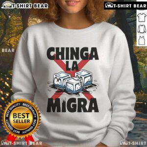 Premium Chinga La Migra Anti-Ice Protest Sweatshirt in black, showcasing bold graphic design for activist wear.
