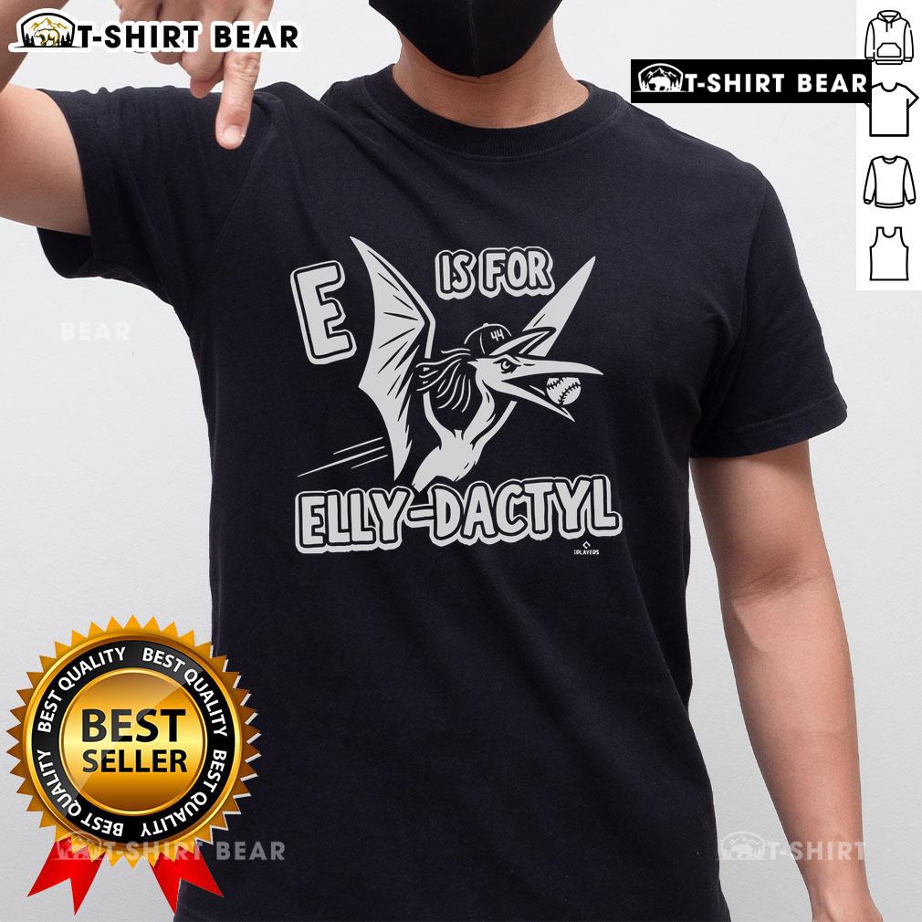Premium E Is For Elly-Dactyl T-Shirt featuring a colorful design of Elly-Dactyl, perfect for kids and dinosaur lovers.