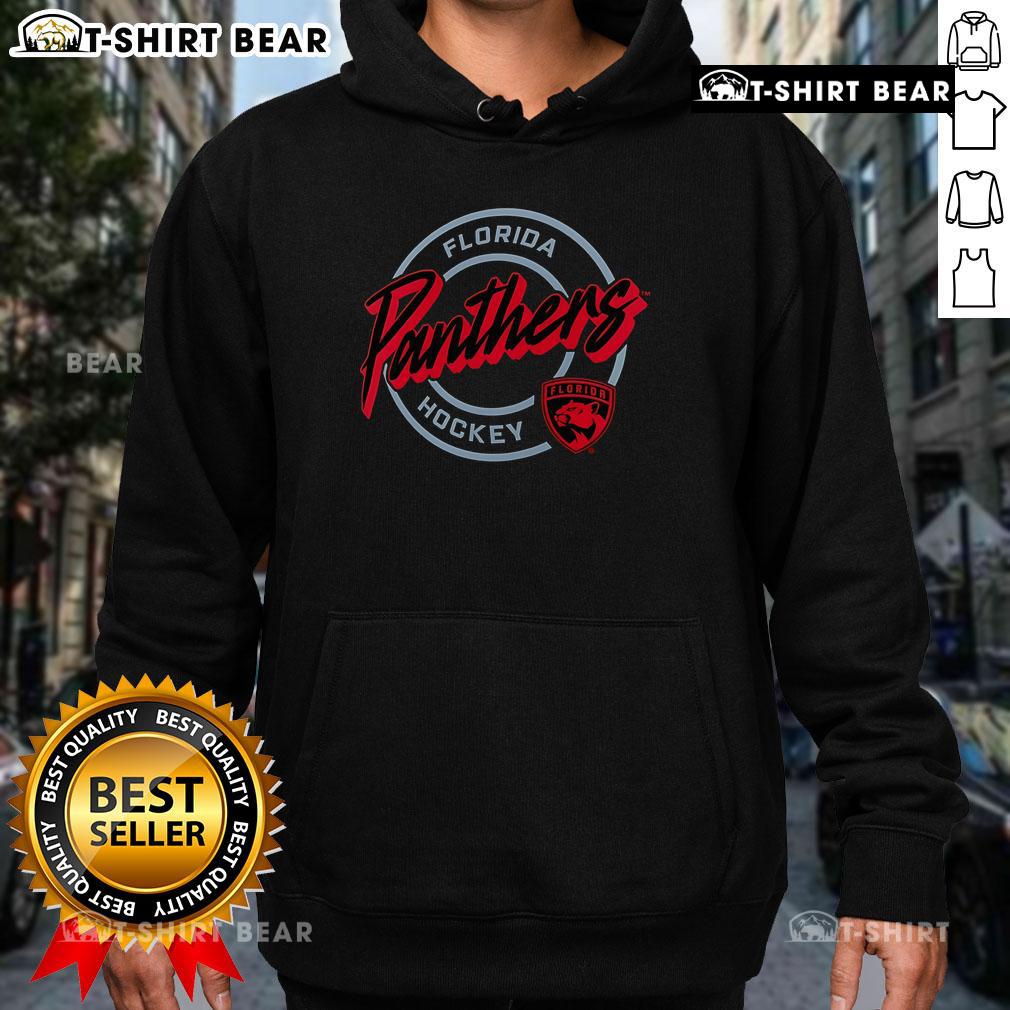 Alt Text: Premium Florida Panthers Hockey Colorblock Puck Logo Hoodie featuring team colors and logo, perfect for fans.