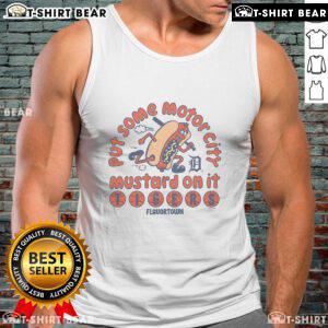 Premium MLB X Flavortown Detroit Tigers tank top featuring 'Put Some Motor City Mustard On It' design.