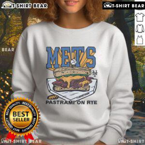 Premium MLB X Flavortown New York Mets Pastrami on Rye Sweatshirt featuring bold team logo and stylish design.