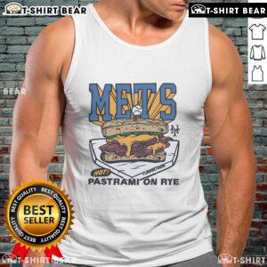 Premium MLB X Flavortown New York Mets Pastrami on Rye tank top featuring vibrant team colors and stylish design.