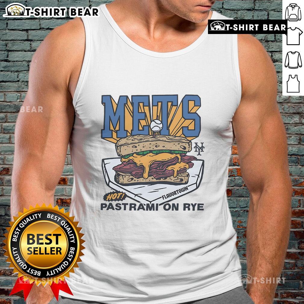 Premium MLB X Flavortown New York Mets Pastrami on Rye tank top featuring vibrant team colors and stylish design.
