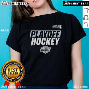 Premium Los Angeles Kings 2025 Stanley Cup Playoffs ladies tee showcasing team spirit and playoff excitement.