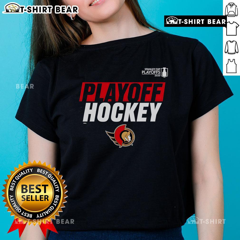 Premium Ottawa Senators Ladies Tee for the 2025 Stanley Cup Playoffs, showcasing team pride and playoff spirit.