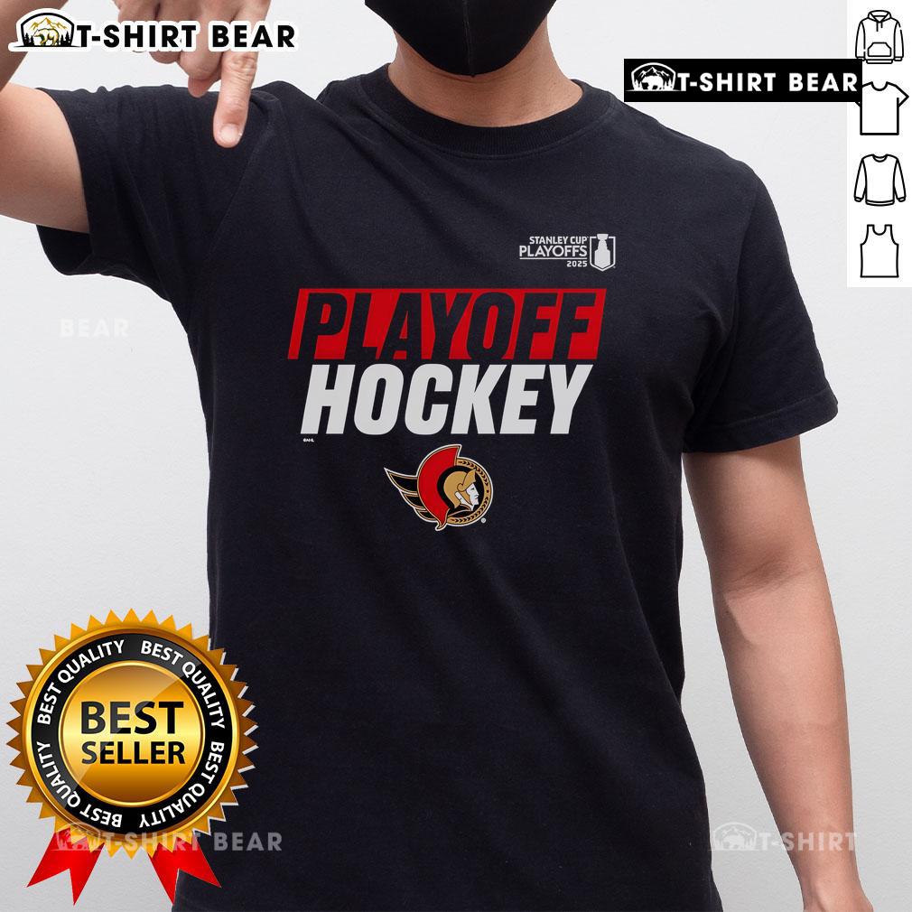 Premium Playoff Hockey Ottawa Senators T-Shirt for 2025 Stanley Cup Playoffs, featuring team logo and vibrant design.