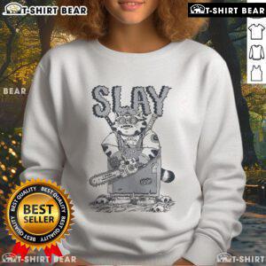 Premium Slay Cat I Hate Mondays Lasagna Sweatshirt featuring a playful cat graphic and cozy design for casual wear.