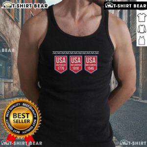 Premium USA Banner Tank Top featuring historical years 1776, 1918, and 1945 for patriotic fashion enthusiasts.