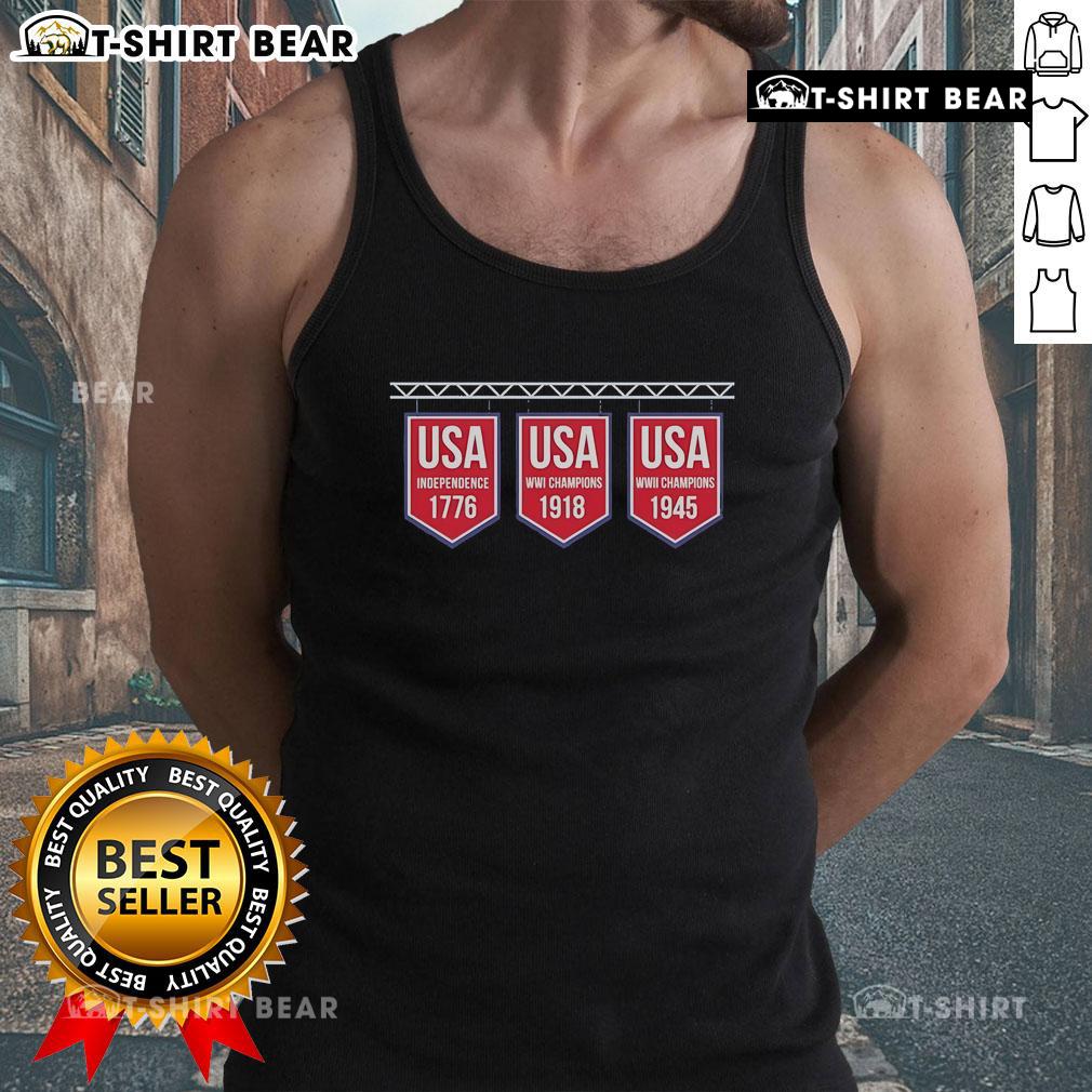 Premium USA Banner Tank Top featuring historical years 1776, 1918, and 1945 for patriotic fashion enthusiasts.
