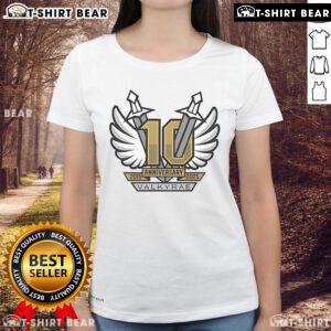Premium Valkyrae 10-Year Anniversary 2015-2025 Swords Ladies Tee featuring a stylish design for gamers and fans.